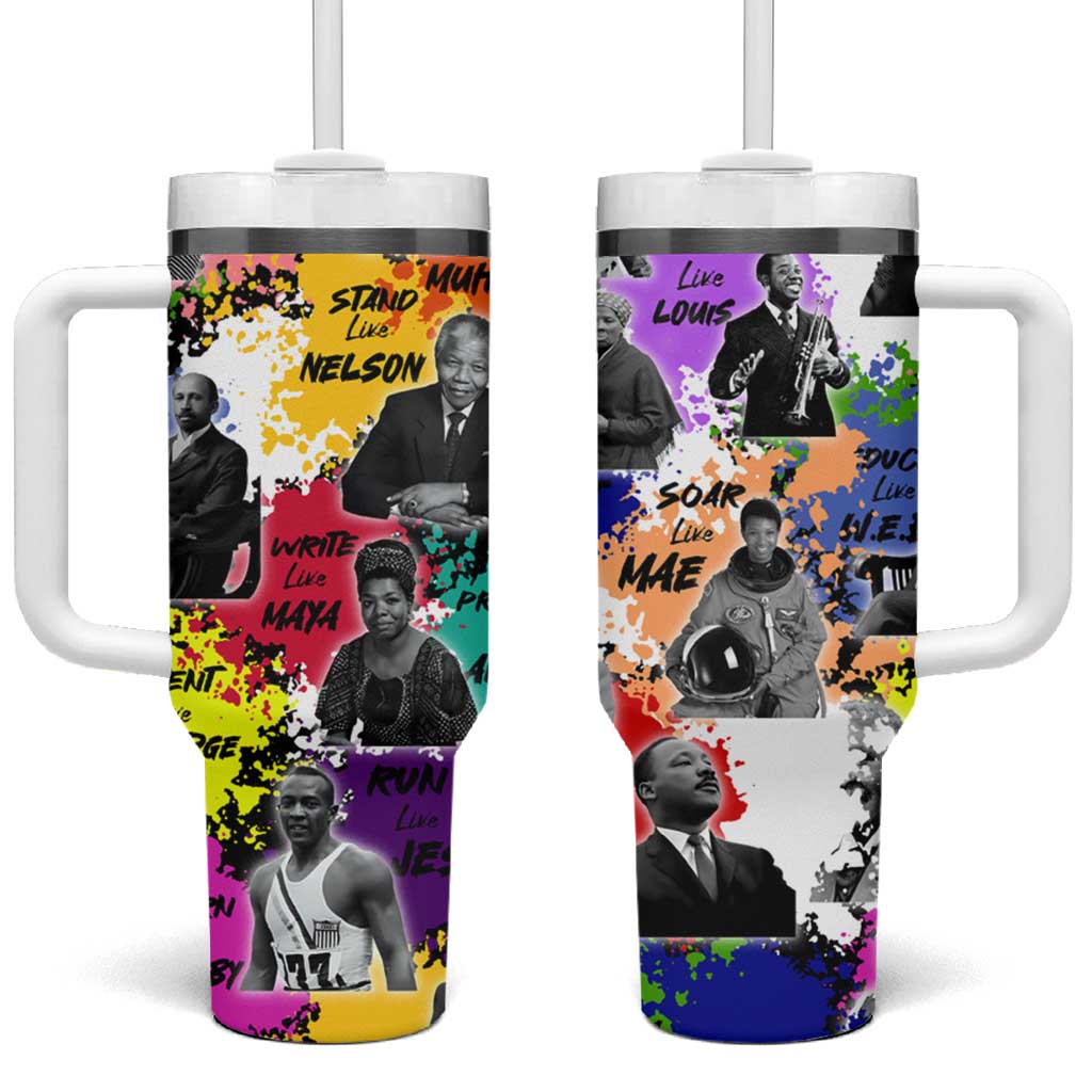 Black History Month African American Tumbler With Handle Paint Splashes