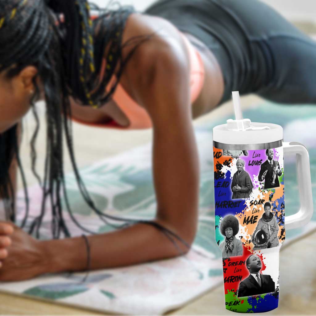 Black History Month African American Tumbler With Handle Paint Splashes