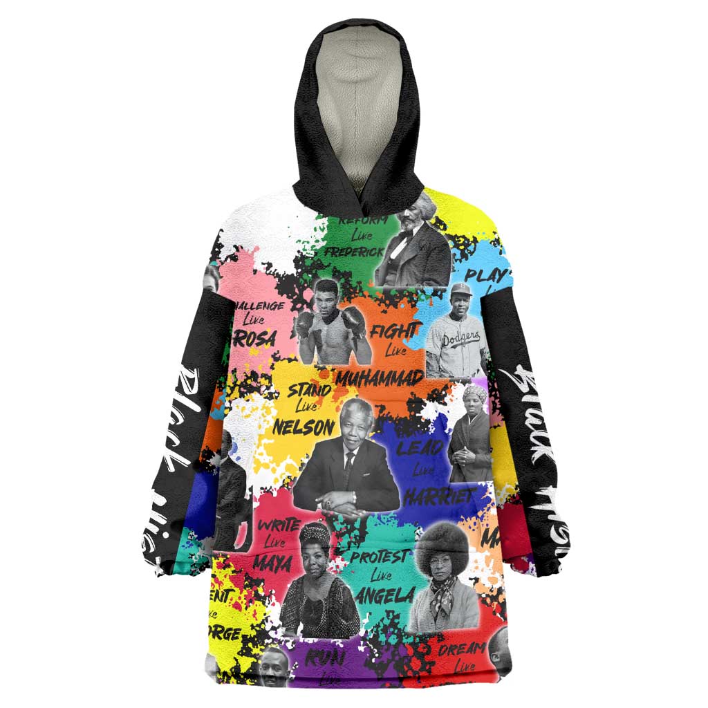 Black History Month African American Wearable Blanket Hoodie Paint Splashes