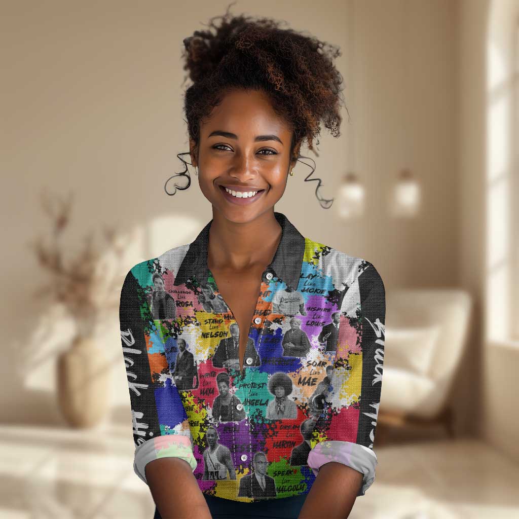 Black History Month African American Women Casual Shirt Paint Splashes