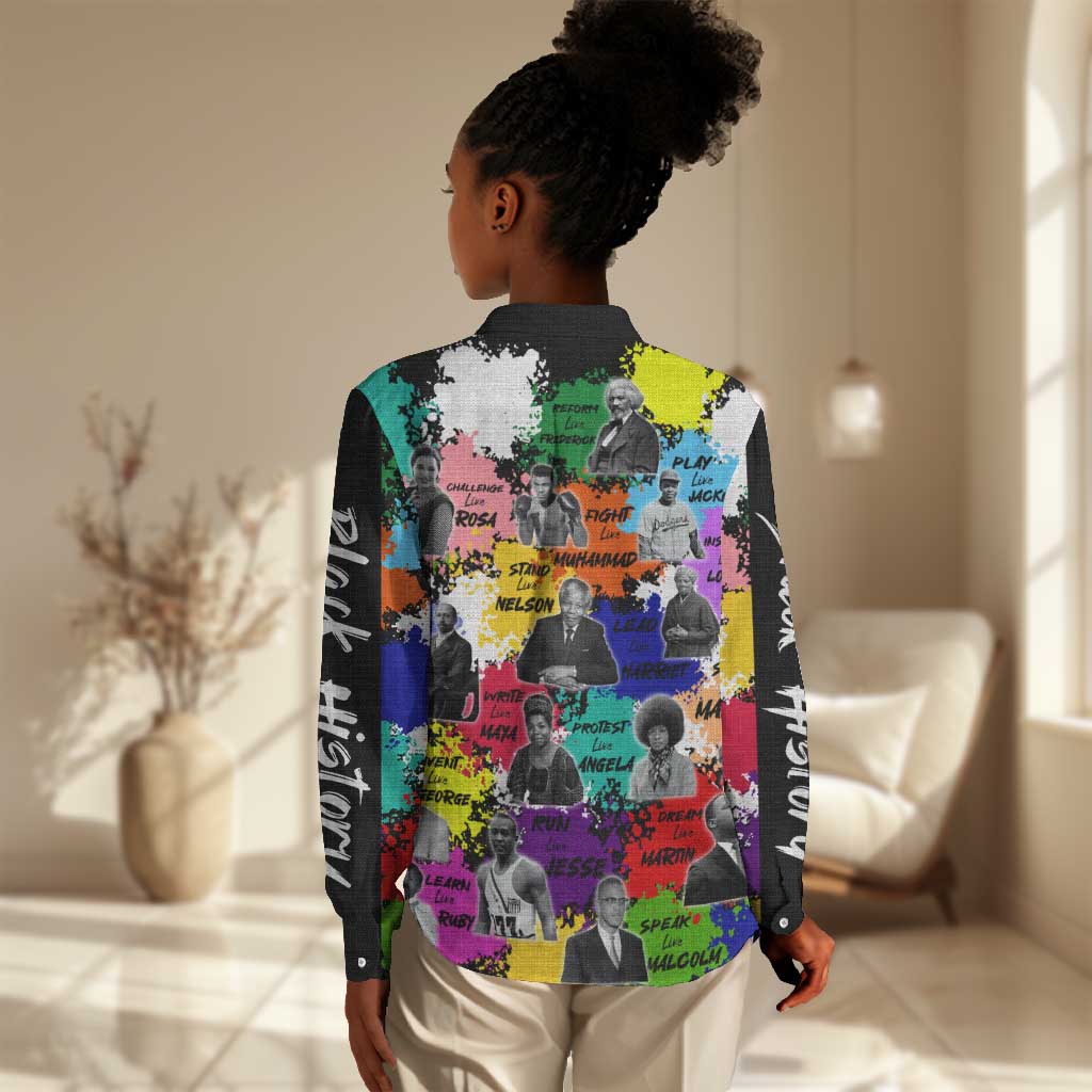 Black History Month African American Women Casual Shirt Paint Splashes