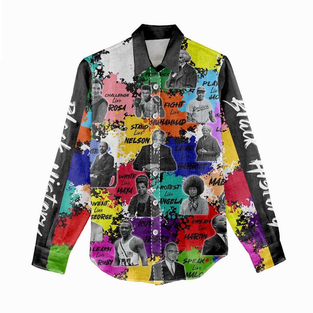 Black History Month African American Women Casual Shirt Paint Splashes