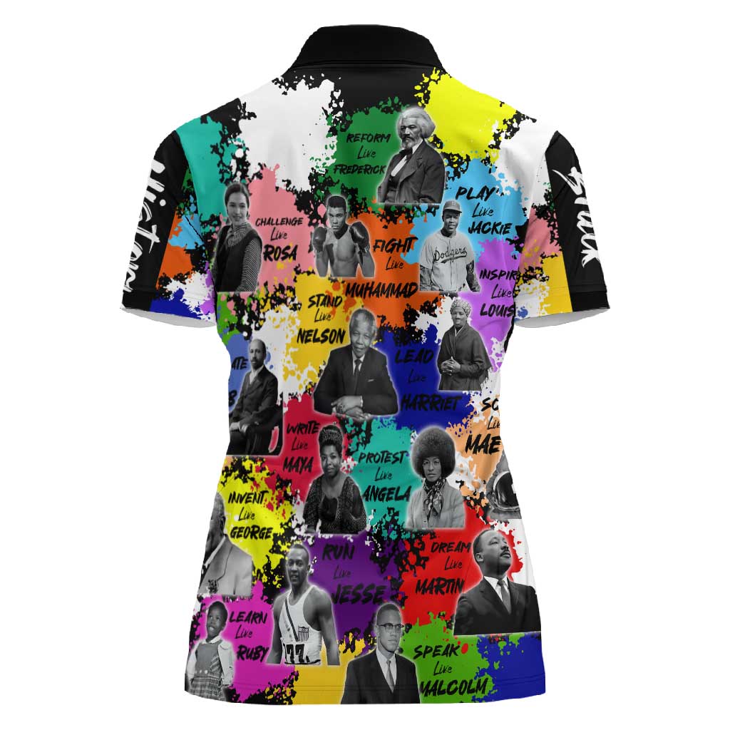 Black History Month African American Women Polo Shirt Paint Splashes