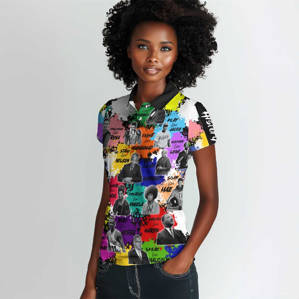Black History Month African American Women Polo Shirt Paint Splashes