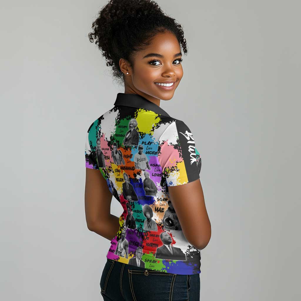Black History Month African American Women Polo Shirt Paint Splashes