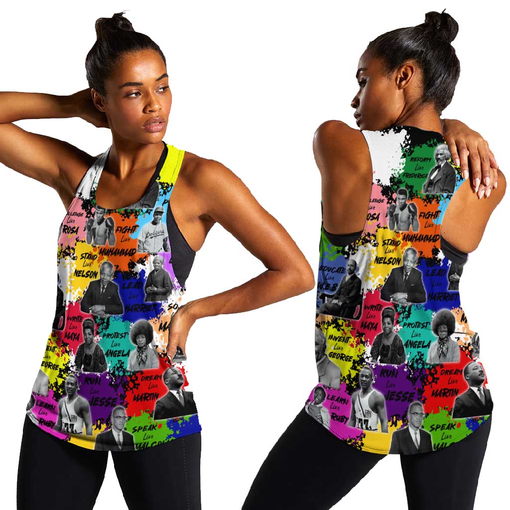 Black History Month African American Women Racerback Tank Paint Splashes