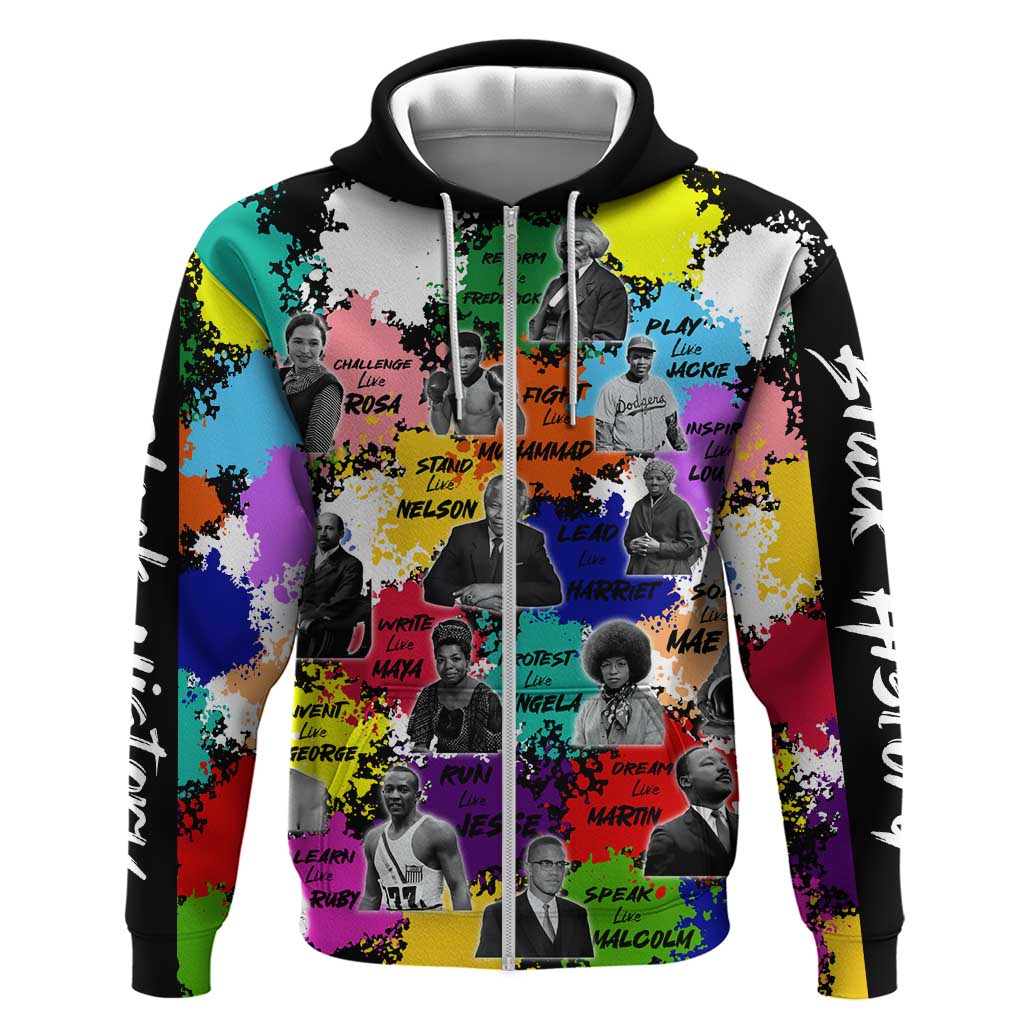 Black History Month African American Zip Hoodie Paint Splashes