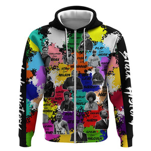Black History Month African American Zip Hoodie Paint Splashes