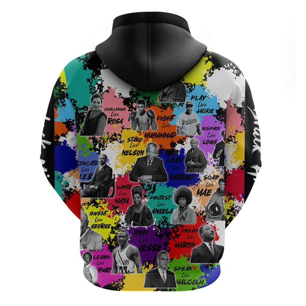 Black History Month African American Zip Hoodie Paint Splashes