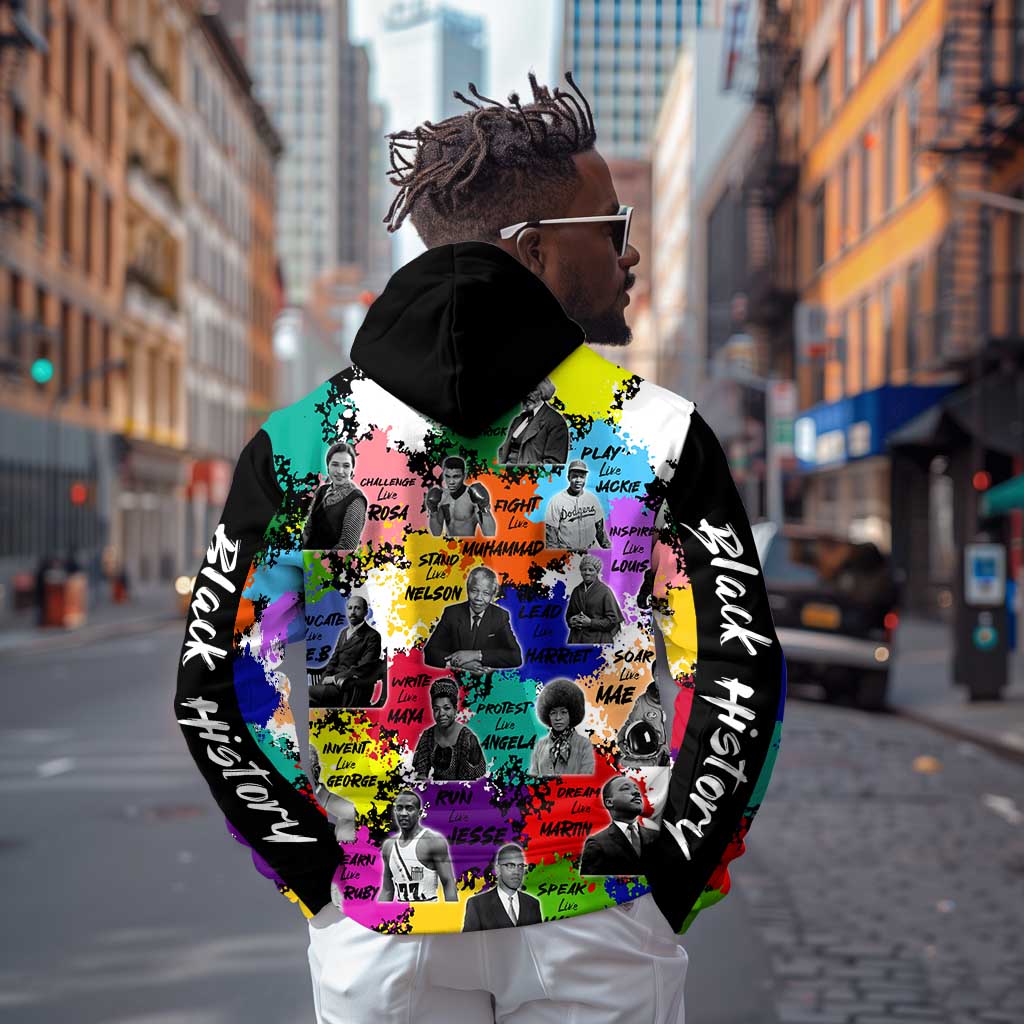 Black History Month African American Zip Hoodie Paint Splashes