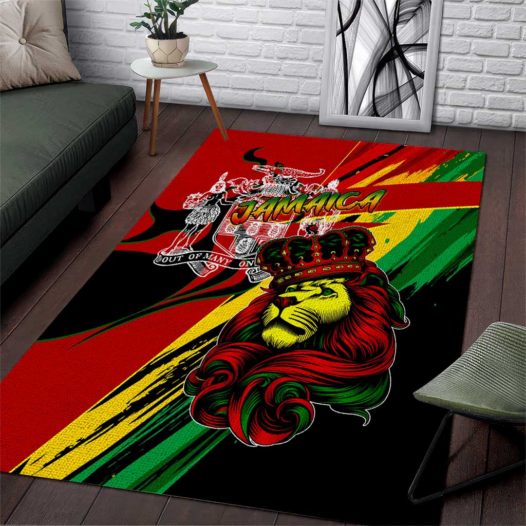 Afro Jamaica Lion Area Rug Coat Of Arms Rastafarianism by AfricanPride