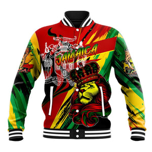 Afro Jamaica Lion Baseball Jacket Coat Of Arms Rastafarianism