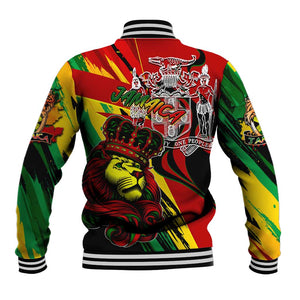Afro Jamaica Lion Baseball Jacket Coat Of Arms Rastafarianism