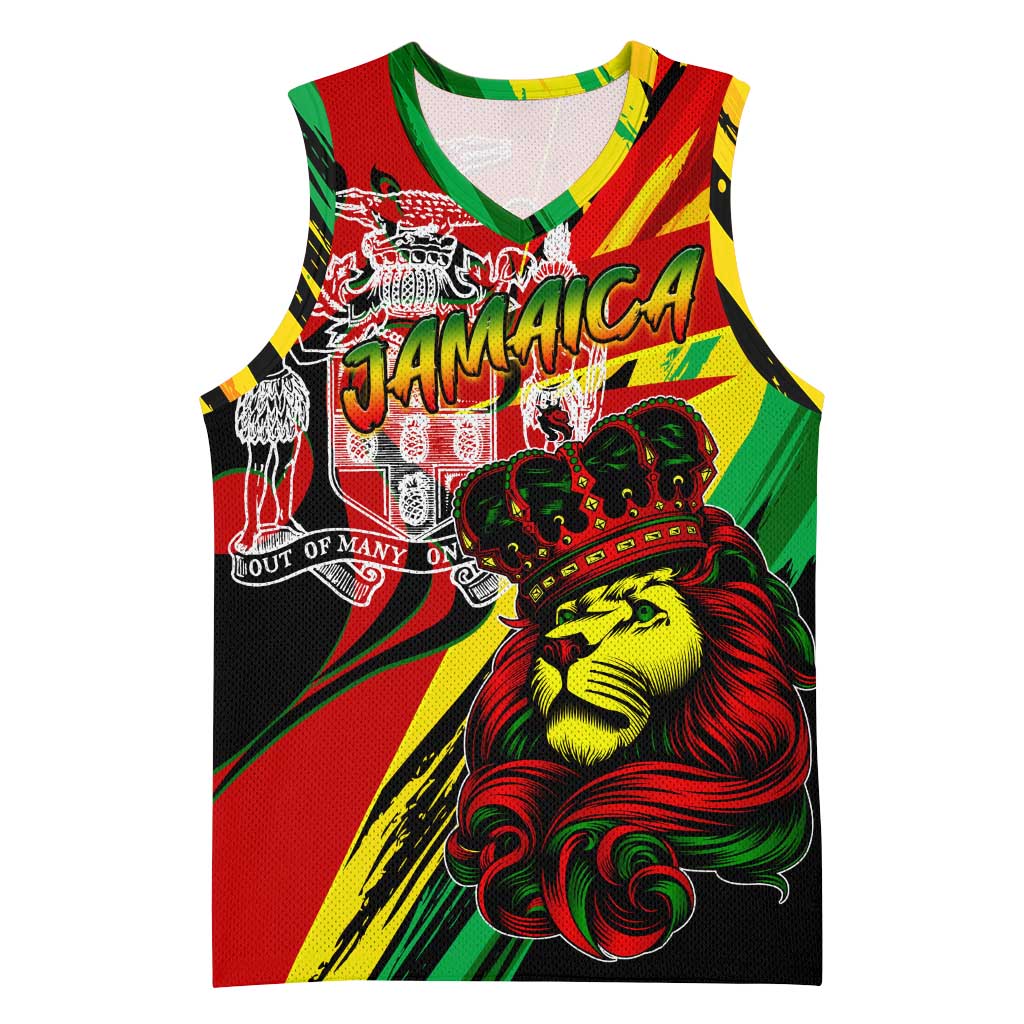 Afro Jamaica Lion Basketball Jersey Coat Of Arms Rastafarianism - African Pride