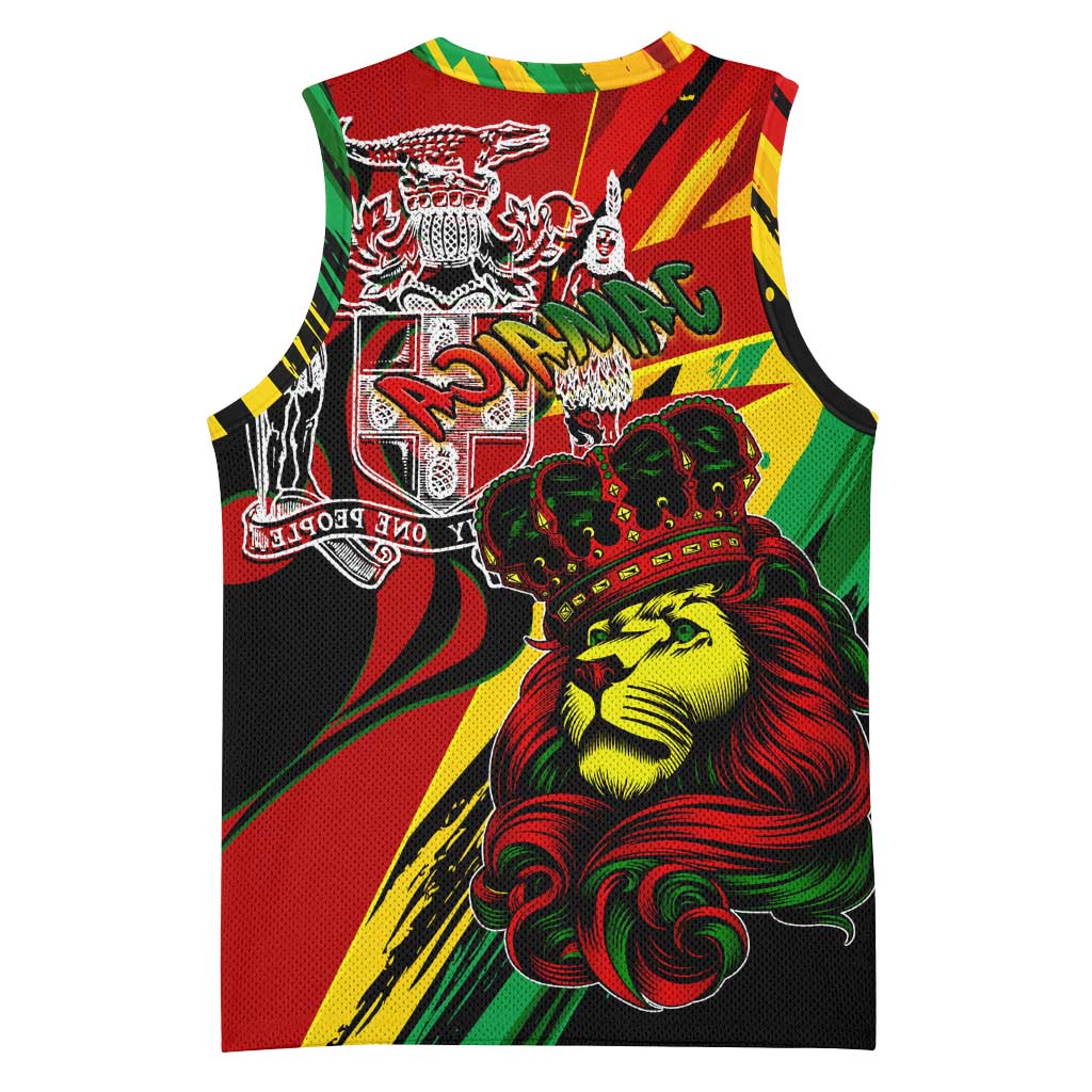 Afro Jamaica Lion Basketball Jersey Coat Of Arms Rastafarianism - African Pride