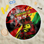 Afro Jamaica Lion Beach Blanket Coat Of Arms Rastafarianism