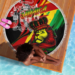 Afro Jamaica Lion Beach Blanket Coat Of Arms Rastafarianism