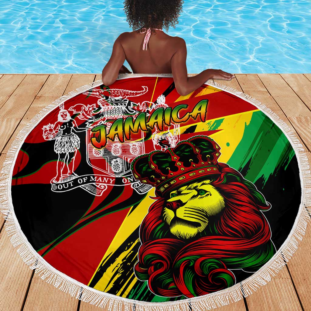 Afro Jamaica Lion Beach Blanket Coat Of Arms Rastafarianism