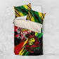 Afro Jamaica Lion Bedding Set Coat Of Arms Rastafarianism
