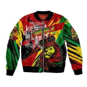 Afro Jamaica Lion Bomber Jacket Coat Of Arms Rastafarianism