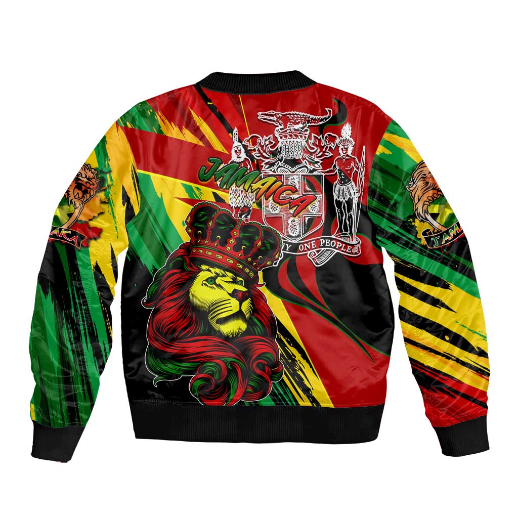Afro Jamaica Lion Bomber Jacket Coat Of Arms Rastafarianism