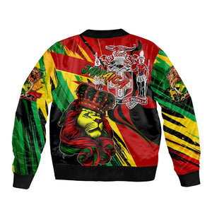 Afro Jamaica Lion Bomber Jacket Coat Of Arms Rastafarianism