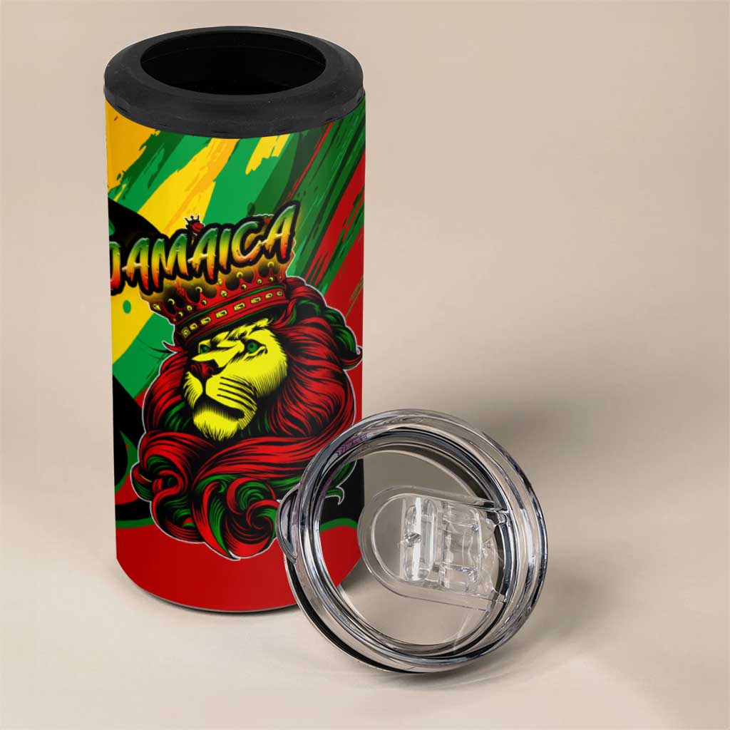 Afro Jamaica Lion 4 in 1 Can Cooler Tumbler Coat Of Arms Rastafarianism