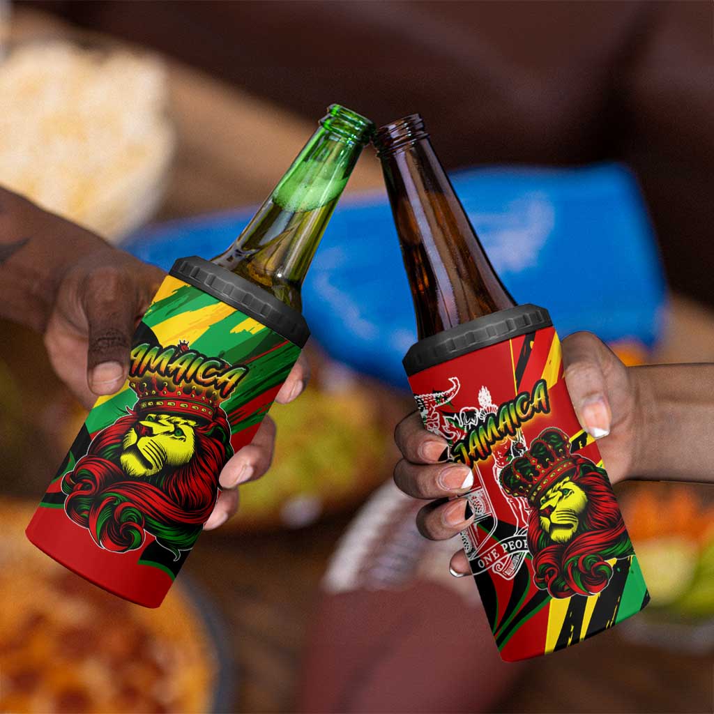 Afro Jamaica Lion 4 in 1 Can Cooler Tumbler Coat Of Arms Rastafarianism