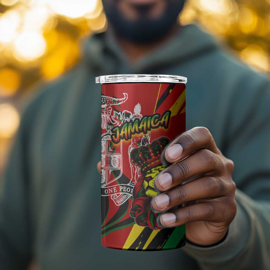 Afro Jamaica Lion 4 in 1 Can Cooler Tumbler Coat Of Arms Rastafarianism