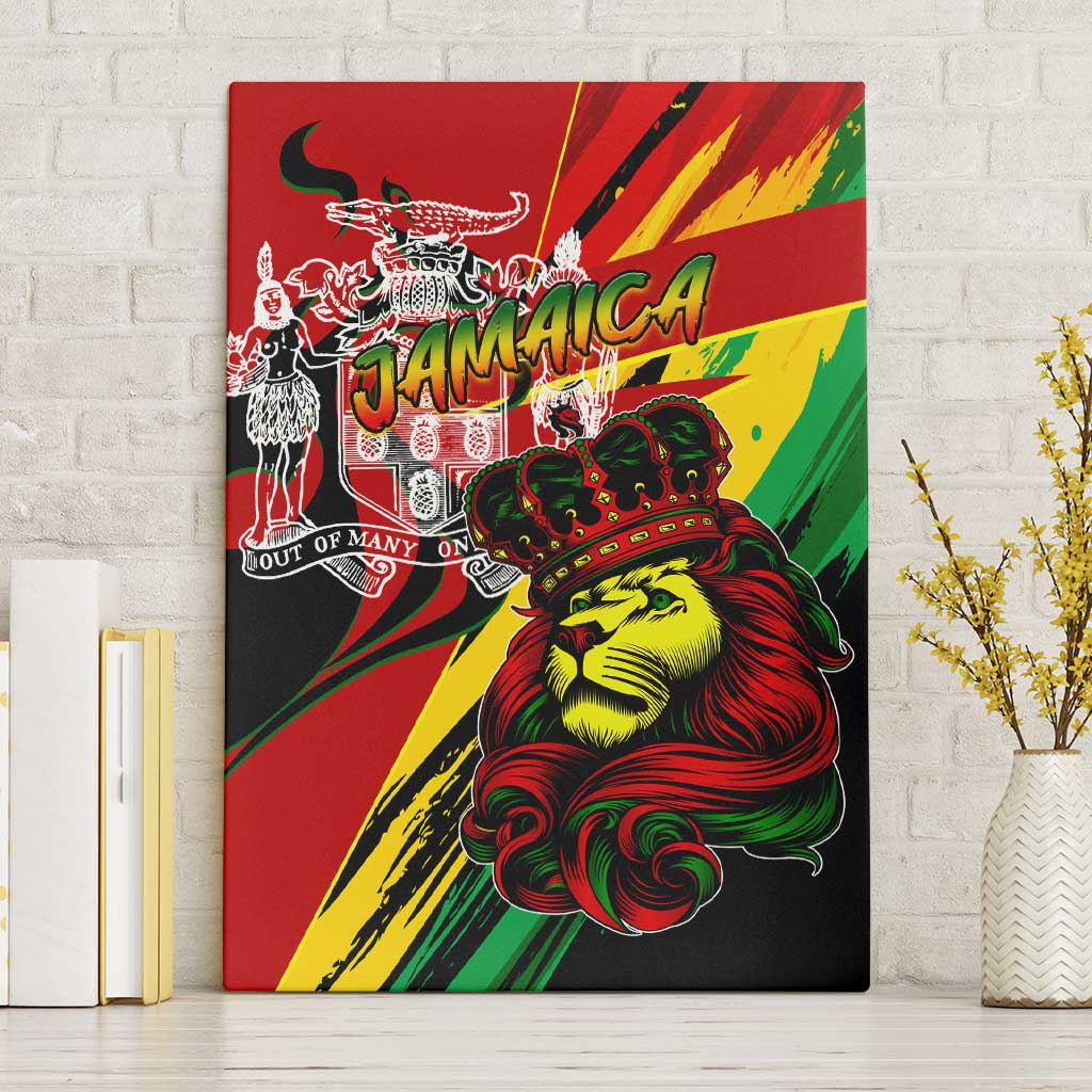 Afro Jamaica Lion Canvas Wall Art Coat Of Arms Rastafarianism