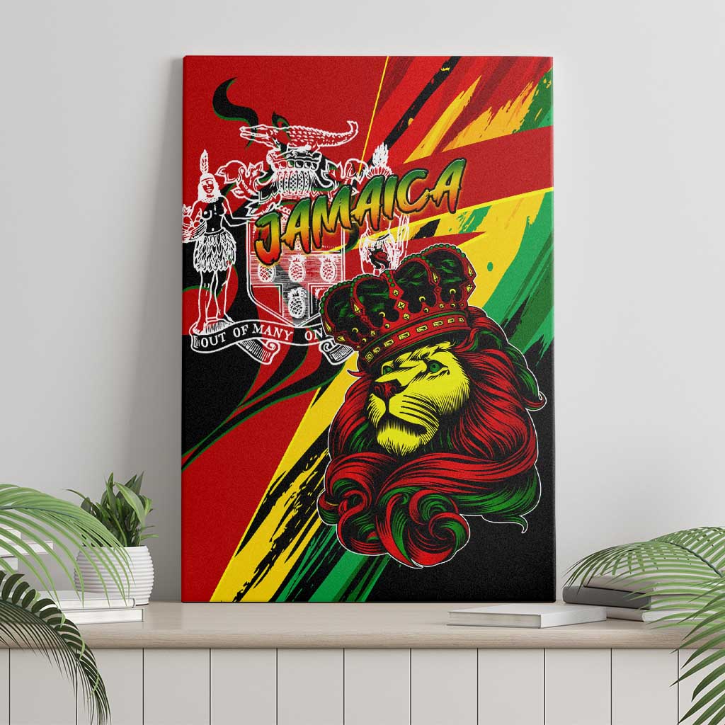 Afro Jamaica Lion Canvas Wall Art Coat Of Arms Rastafarianism