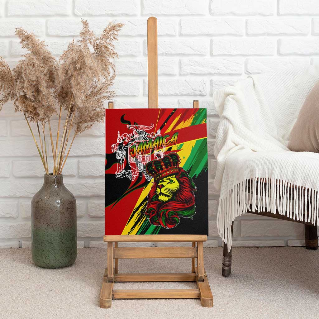 Afro Jamaica Lion Canvas Wall Art Coat Of Arms Rastafarianism