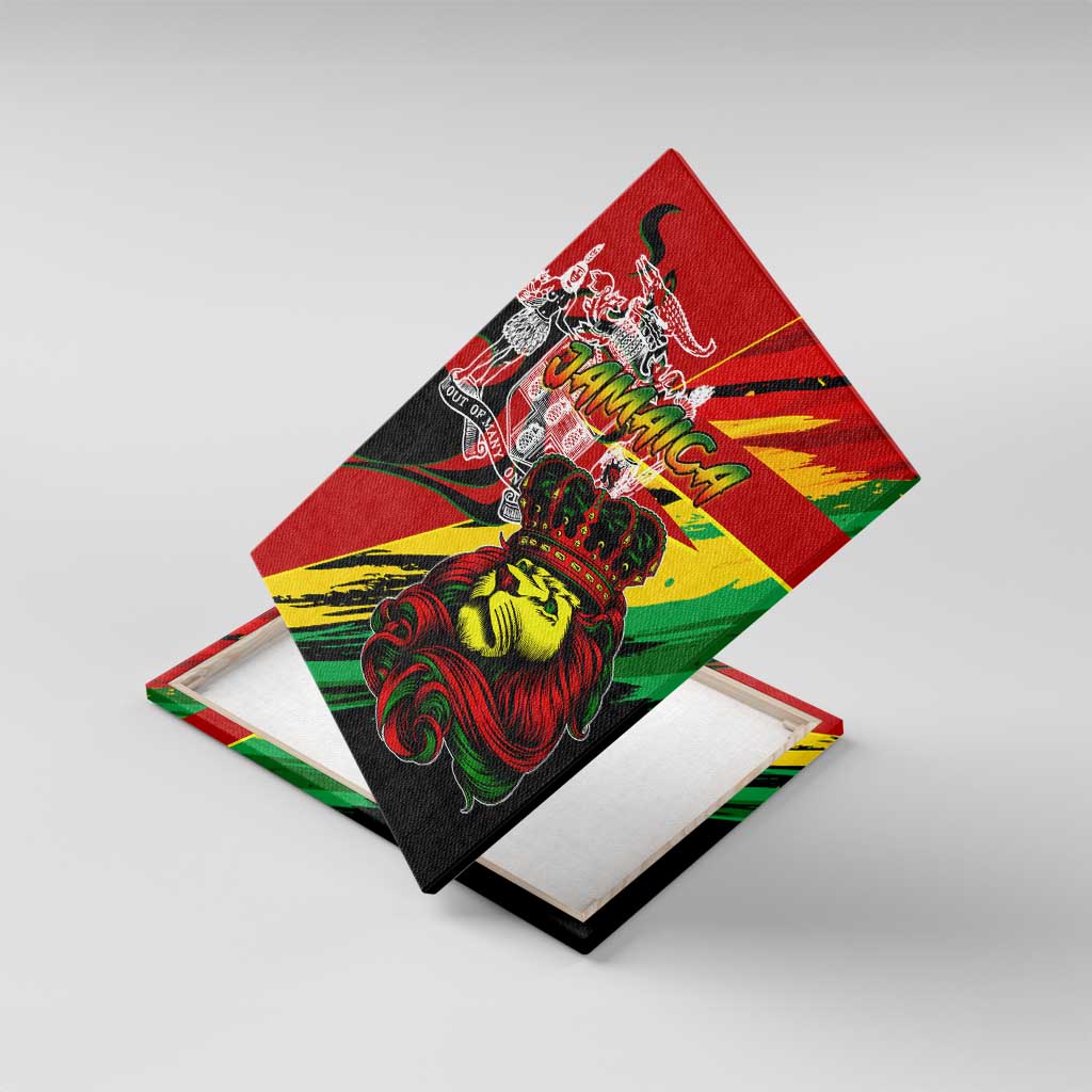 Afro Jamaica Lion Canvas Wall Art Coat Of Arms Rastafarianism
