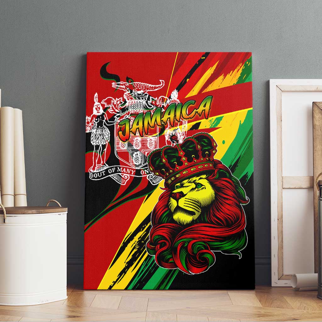 Afro Jamaica Lion Canvas Wall Art Coat Of Arms Rastafarianism