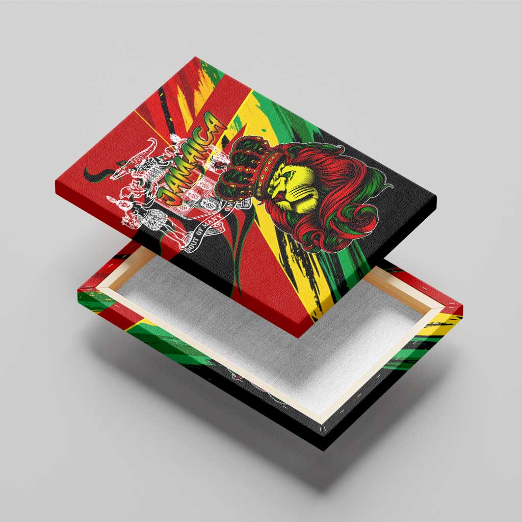 Afro Jamaica Lion Canvas Wall Art Coat Of Arms Rastafarianism
