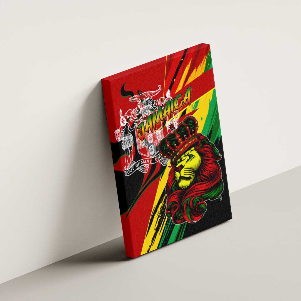 Afro Jamaica Lion Canvas Wall Art Coat Of Arms Rastafarianism