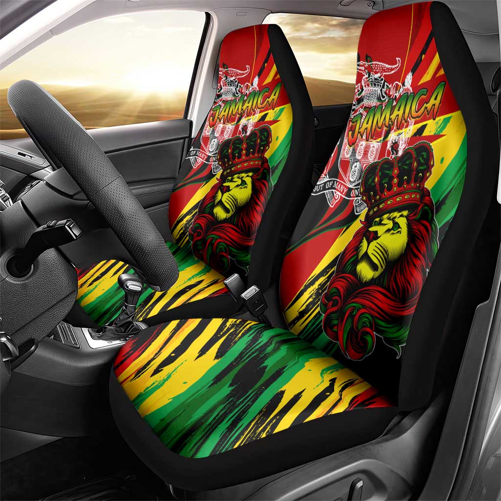 Afro Jamaica Lion Car Seat Cover Coat Of Arms Rastafarianism
