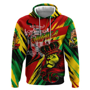 Afro Jamaica Lion Hoodie Coat Of Arms Rastafarianism