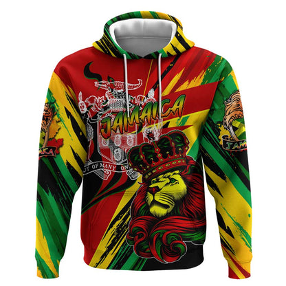 Afro Jamaica Lion Hoodie Coat Of Arms Rastafarianism