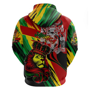 Afro Jamaica Lion Hoodie Coat Of Arms Rastafarianism