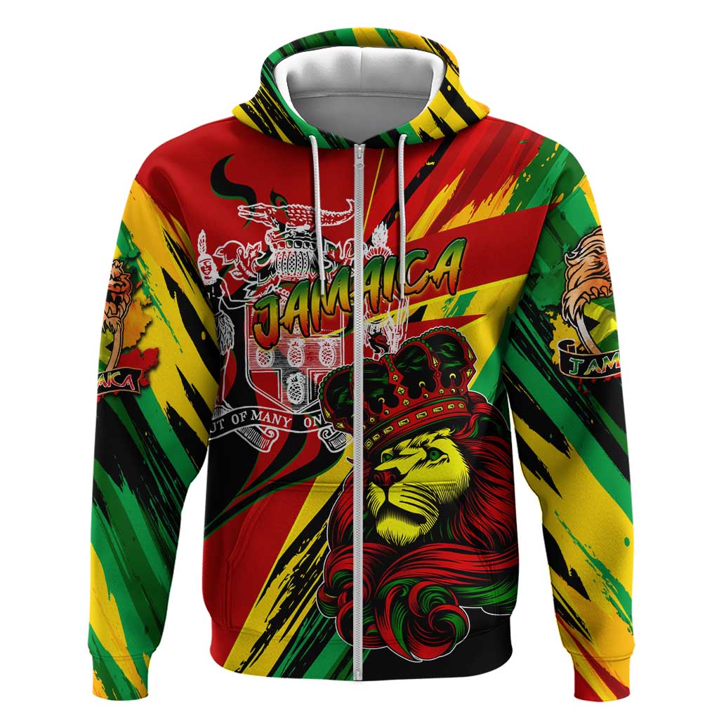 Afro Jamaica Lion Hoodie Coat Of Arms Rastafarianism