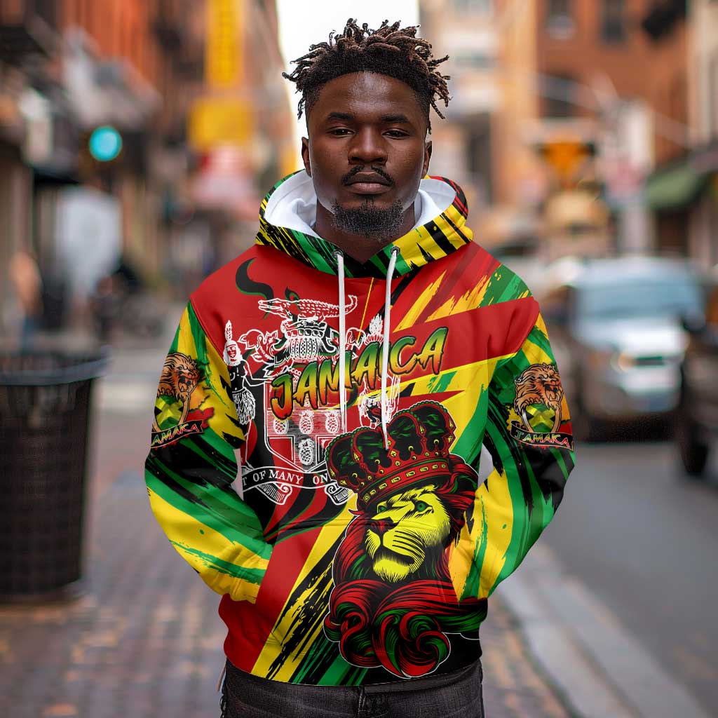 Afro Jamaica Lion Hoodie Coat Of Arms Rastafarianism