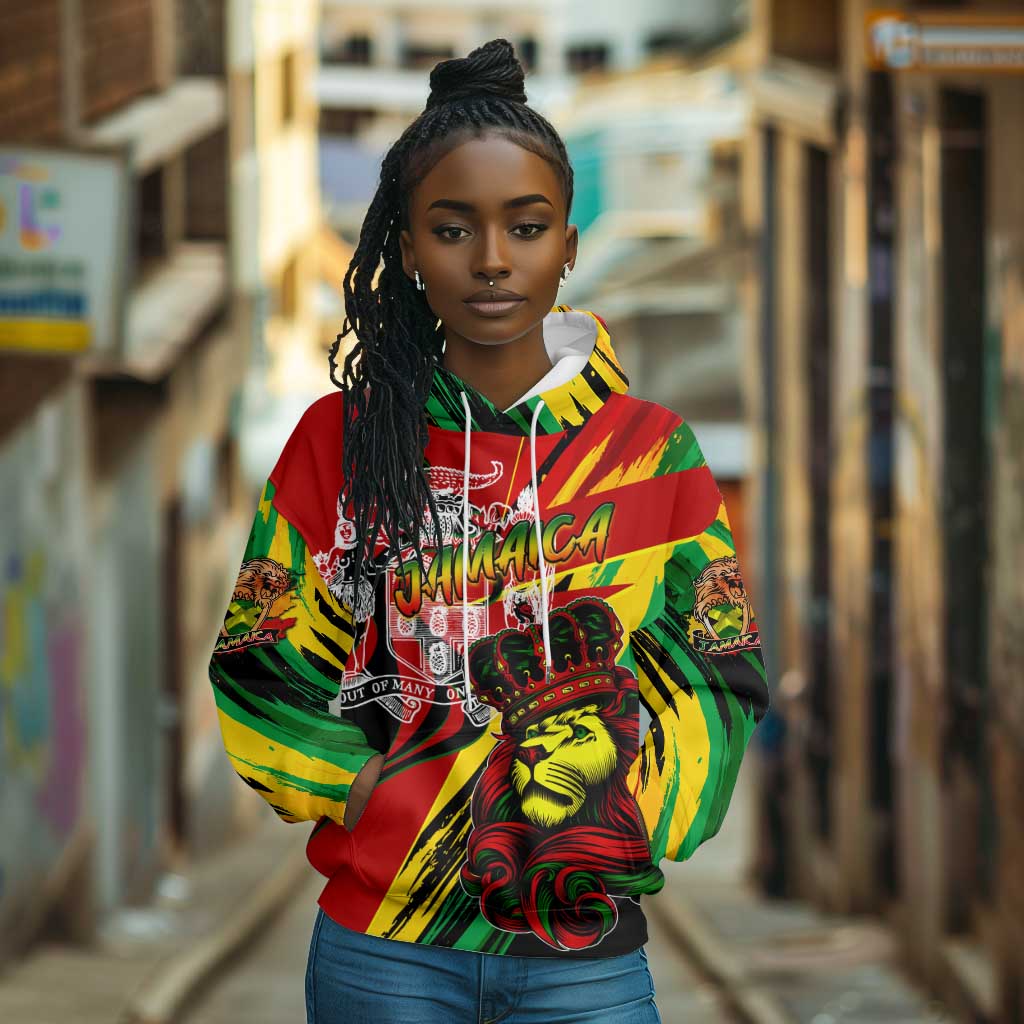 Afro Jamaica Lion Hoodie Coat Of Arms Rastafarianism
