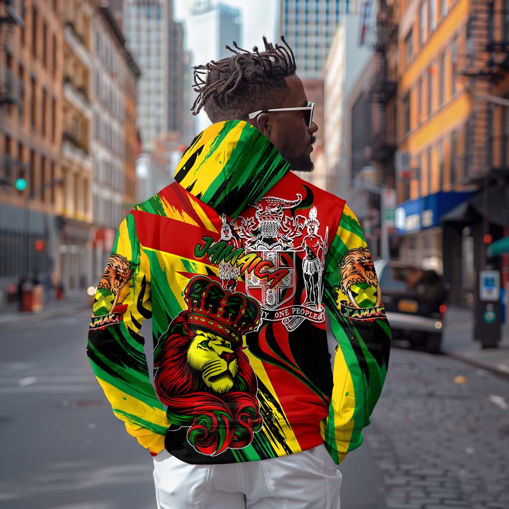 Afro Jamaica Lion Hoodie Coat Of Arms Rastafarianism