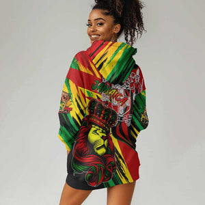 Afro Jamaica Lion Hoodie Dress Coat Of Arms Rastafarianism