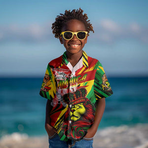 Afro Jamaica Lion Kid Hawaiian Shirt Coat Of Arms Rastafarianism
