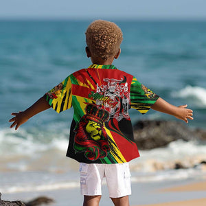 Afro Jamaica Lion Kid Hawaiian Shirt Coat Of Arms Rastafarianism
