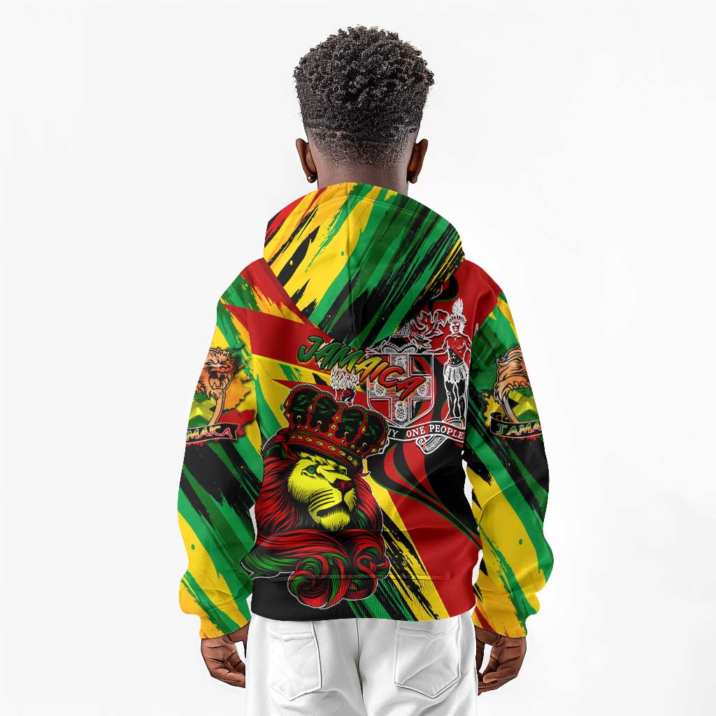 Afro Jamaica Lion Kid Hoodie Coat Of Arms Rastafarianism