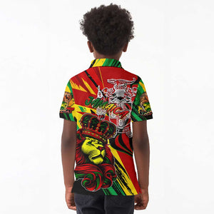 Afro Jamaica Lion Kid Polo Shirt Coat Of Arms Rastafarianism