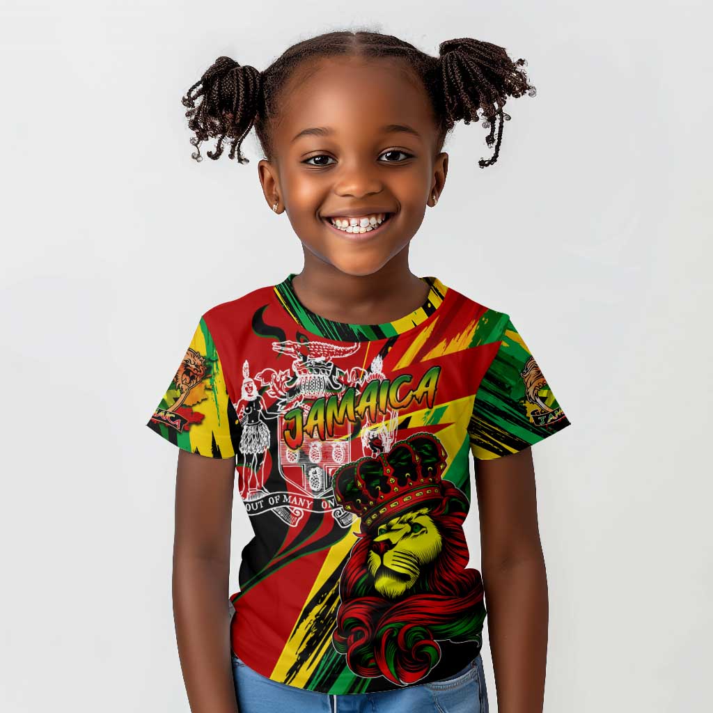 Afro Jamaica Lion Kid T shirt Coat Of Arms Rastafarianism